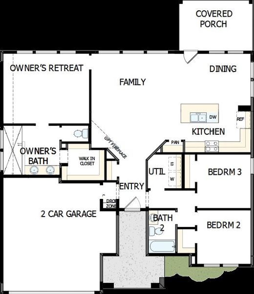 2D floor plan layout of this home in Sunfield, Buda, TX (Image 2). 2D floor plan layout of this home in Sunfield, Buda, TX (Image 2).