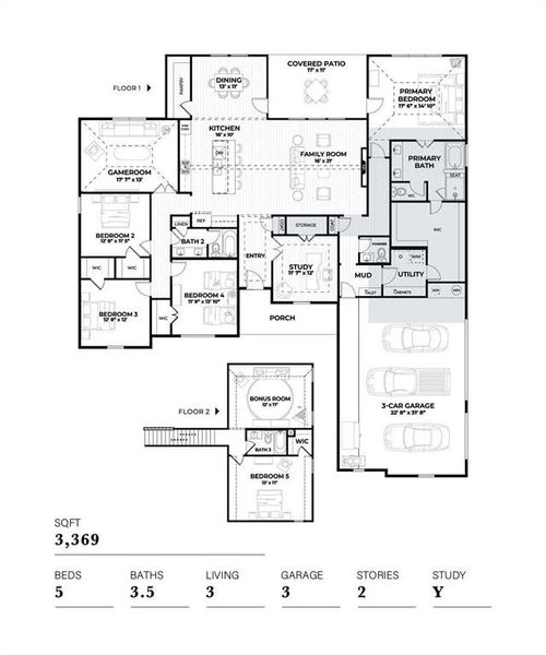 2D floor plan layout of this home in Woodland Lakes Estates, Weatherford, TX (Image 4).