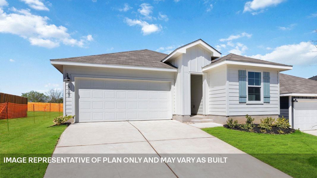 Front exterior of a new home in Talavera, Kyle, TX, highlighting curb appeal (Image 4).