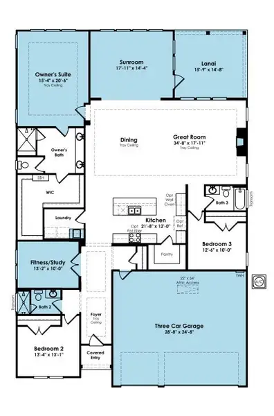 2D floor plan layout of this home in Cresswind at Rocky River, Locust, NC (Image 4).