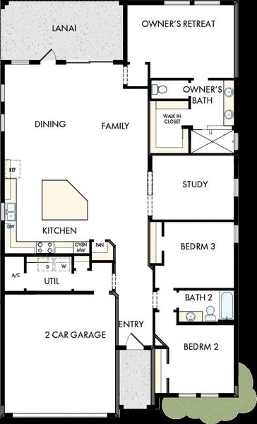 2D floor plan layout of this home in Lakeside at Satilla, St. Cloud, FL (Image 5).