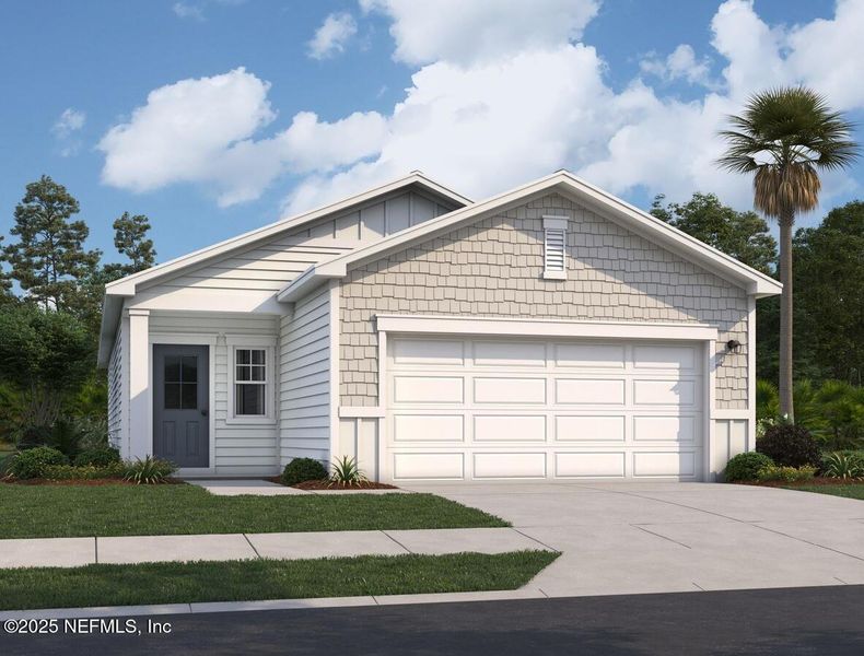 Front exterior of a new home in , Palm Coast, FL, highlighting curb appeal (Image 1). Front exterior of a new home in , Palm Coast, FL, highlighting curb appeal (Image 1).