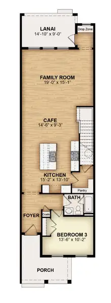 2D floor plan layout of this home in Harvest at Ovation - Townhomes, Winter Garden, FL (Image 4).