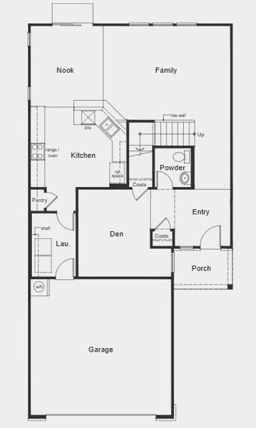 2D floor plan layout for the Plan 2572 by KB Home in Bellina, York, SC (Image 7). 2D floor plan layout for the Plan 2572 by KB Home in Bellina, York, SC (Image 7).