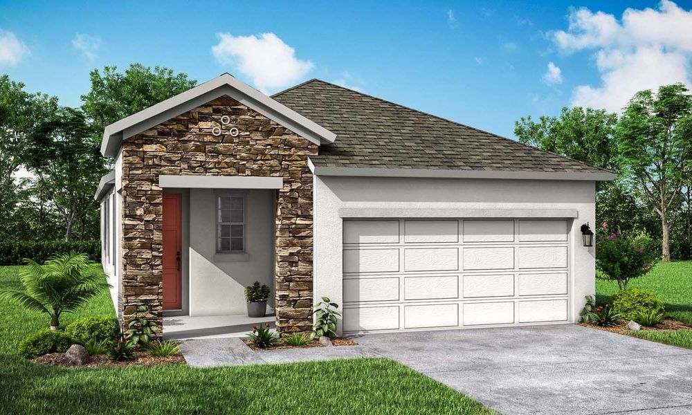 Front exterior of a new home in Myers Estates, Seffner, FL, highlighting curb appeal (Image 25).