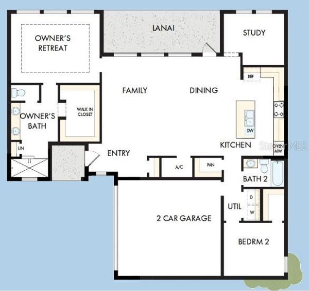 2D floor plan layout of this home in Waterset Bungalow Series, Apollo Beach, FL (Image 3). 2D floor plan layout of this home in Waterset Bungalow Series, Apollo Beach, FL (Image 3).