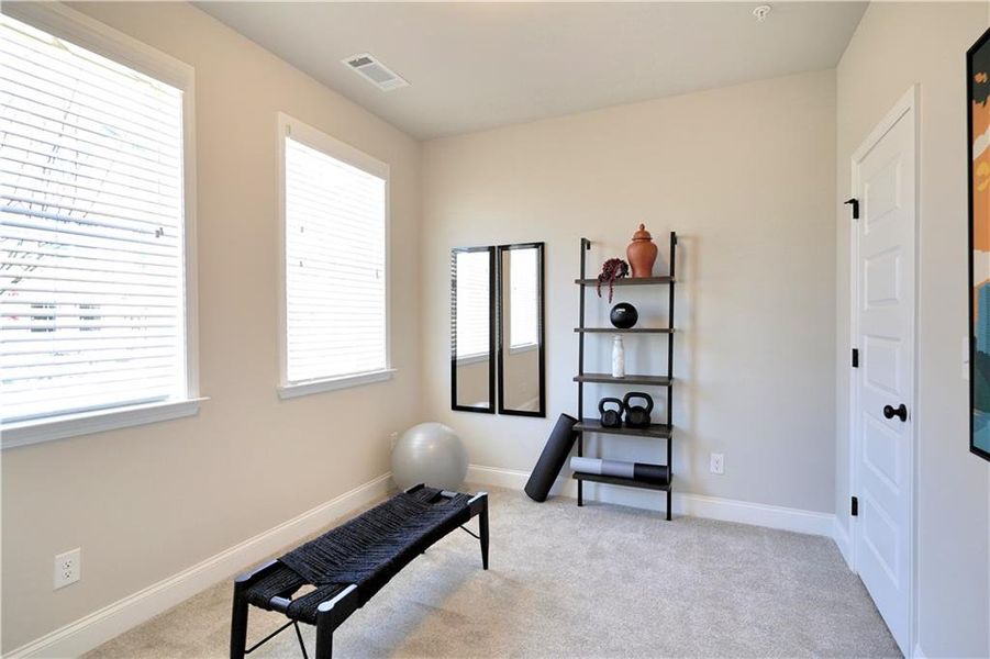 Furnished interior view inside a new home in Towns at Enclave, Lawrenceville (Image 7). Furnished interior view inside a new home in Towns at Enclave, Lawrenceville (Image 7).