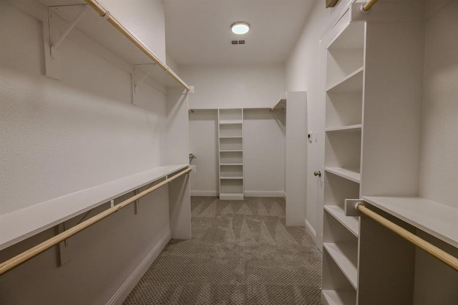 Walk in closet featuring carpet flooring