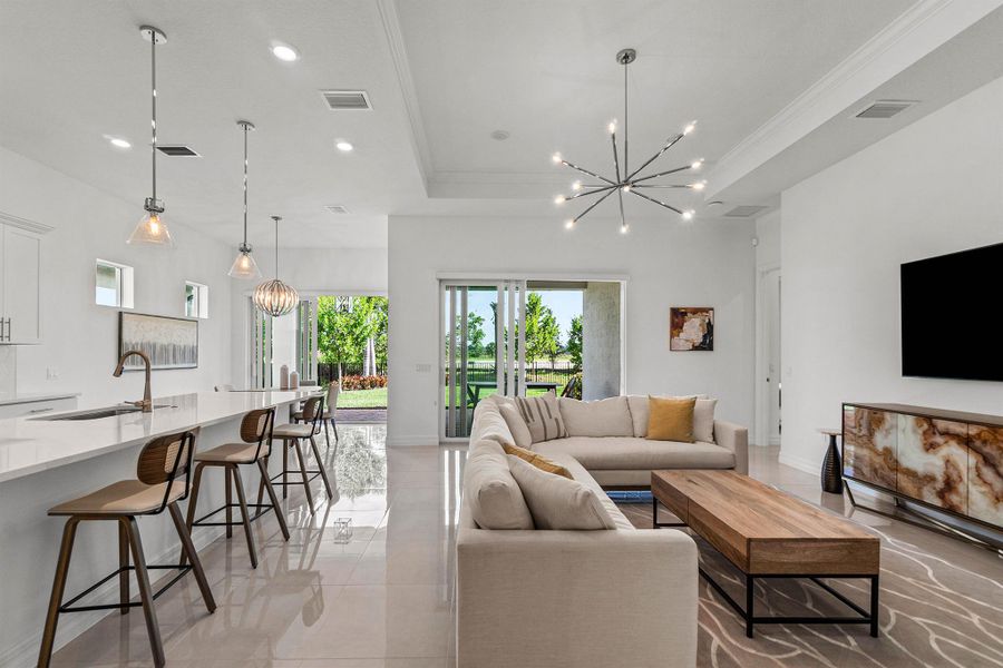 Furnished interior view inside a new home in Avondale at Avenir, Palm Beach Gardens (Image 7). Furnished interior view inside a new home in Avondale at Avenir, Palm Beach Gardens (Image 7).
