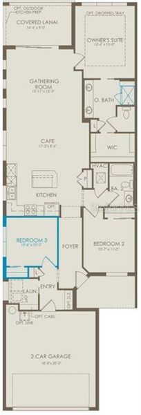 2D floor plan layout of this home in Del Webb Sunbridge, St. Cloud, FL (Image 2).