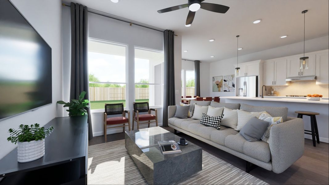 Representative furnished interior of a home built from the Audryna by New Home Co. in The Villas Collection at Novel, Austin (Image 3). Representative furnished interior of a home built from the Audryna by New Home Co. in The Villas Collection at Novel, Austin (Image 3).