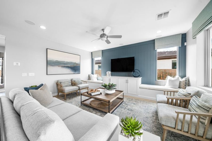 Representative furnished interior of a home built from the Sedona by Taylor Morrison in Ovation at Meridian 55+, Queen Creek (Image 8). Representative furnished interior of a home built from the Sedona by Taylor Morrison in Ovation at Meridian 55+, Queen Creek (Image 8).