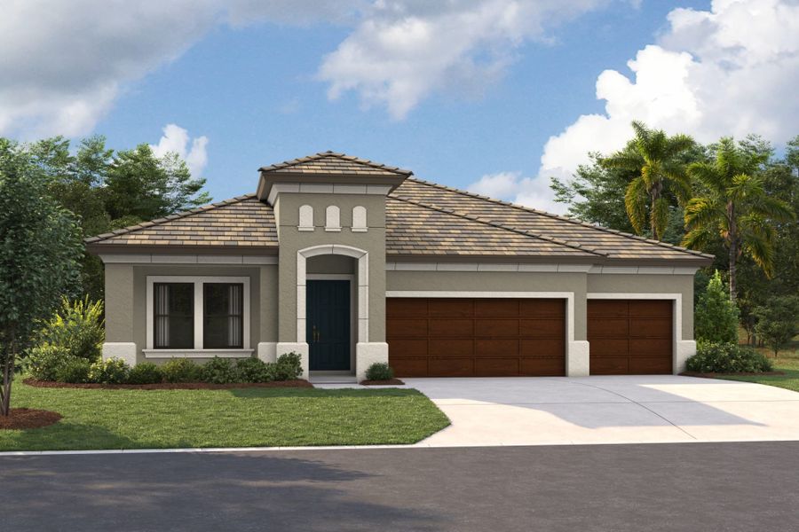 Representative exterior photo of a completed home built from the Bayport I by Homes by WestBay in Oakfield, Parrish, FL (Image 2).