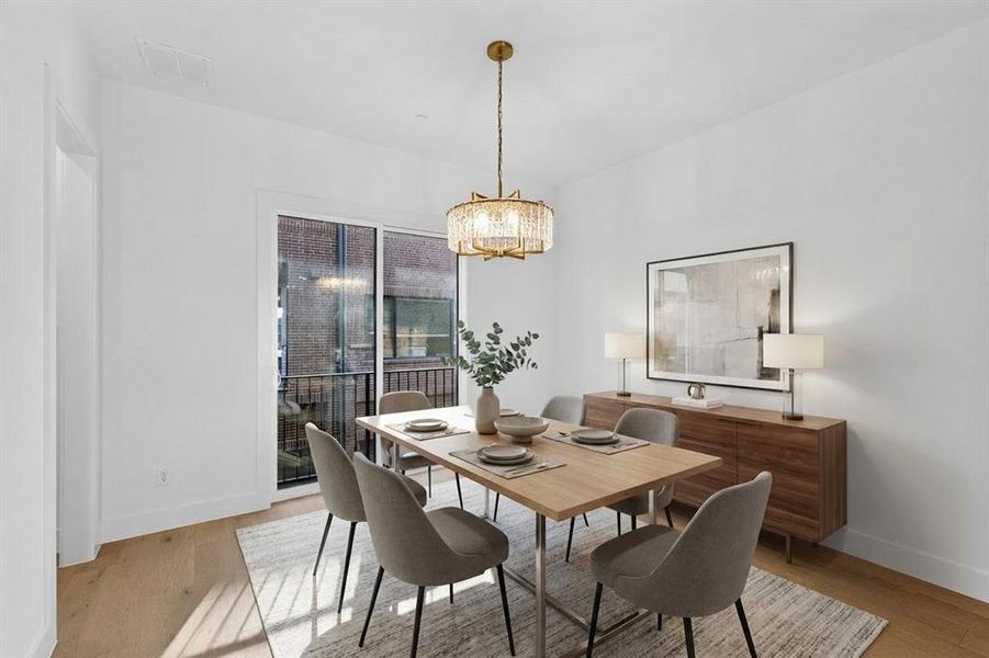 Dining space virtually staged