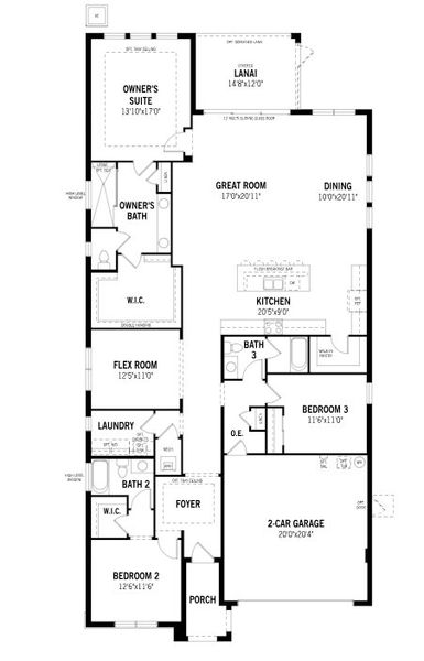 2D floor plan layout for the Terra Rosa II by Mattamy Homes in Crosswind Ranch, Parrish, FL (Image 3).