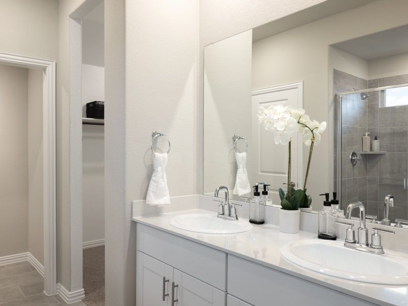 Your master bathroom retreat with double vanities