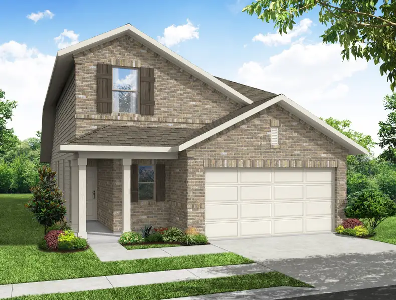 Representative exterior photo of a completed home built from the Willow by Impression Homes in Creekside Ranch, Blue Ridge, TX (Image 5). Representative exterior photo of a completed home built from the Willow by Impression Homes in Creekside Ranch, Blue Ridge, TX (Image 5).