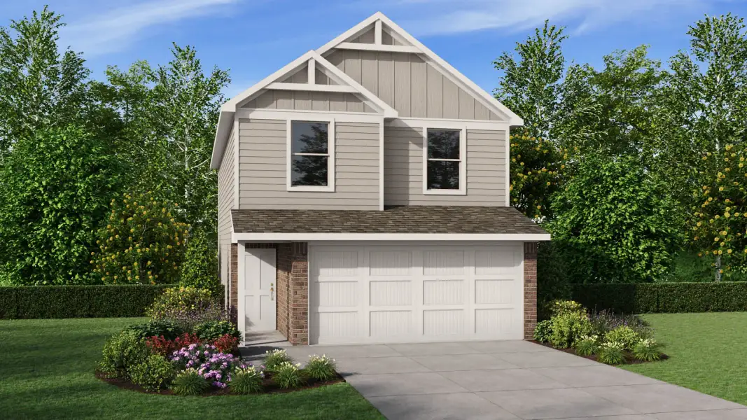 Front exterior of a new home in Homestead at Parks Bell Ranch, Odessa, TX, highlighting curb appeal (Image 1). Front exterior of a new home in Homestead at Parks Bell Ranch, Odessa, TX, highlighting curb appeal (Image 1).
