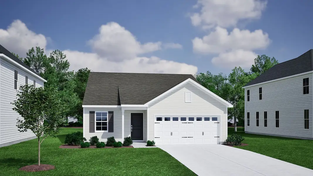 Representative exterior photo of a completed home built from the Howard - Genesis Value Collection by Mungo Homes in Willowbrook, Shelby, NC (Image 1).
