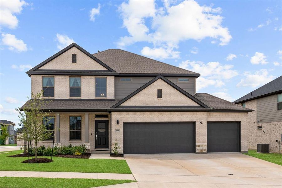 Front exterior of a new home in Elevon, Lavon, TX, highlighting curb appeal (Image 25).