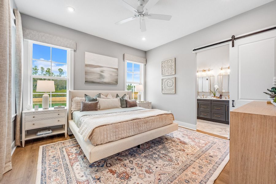 Representative furnished interior of a home built from the Anfield by Fischer Homes in The Villas at Longleaf Park, a Watersound Origins® community, Inlet Beach (Image 18).