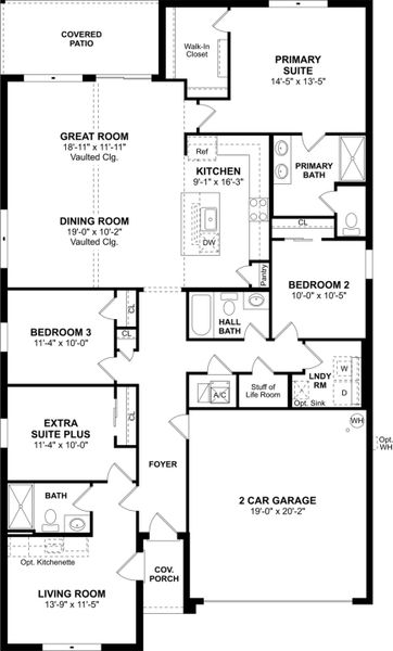 2D floor plan layout for the Passionflower II-ESP by K. Hovnanian® Homes in Aspire at Marion Oaks, Ocala, FL (Image 3).