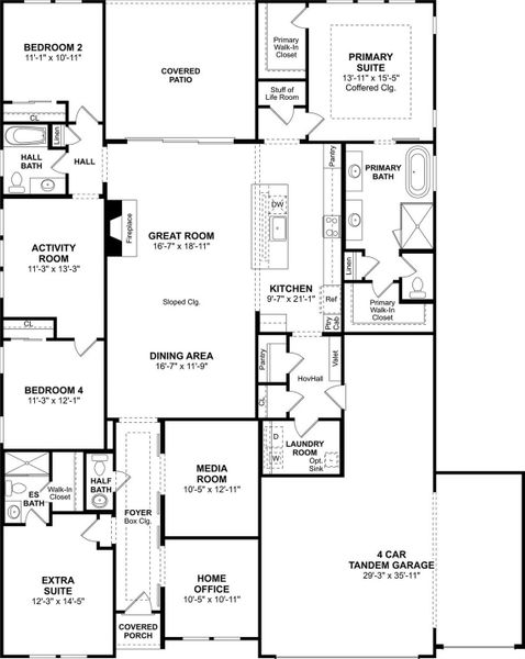 The Geneva floor plan by K. Hovnanian® Homes. 1st Floor shown. *Prices, plans, dimensions, features, specifications, materials, and availability of homes or communities are subject to change without notice or obligation.