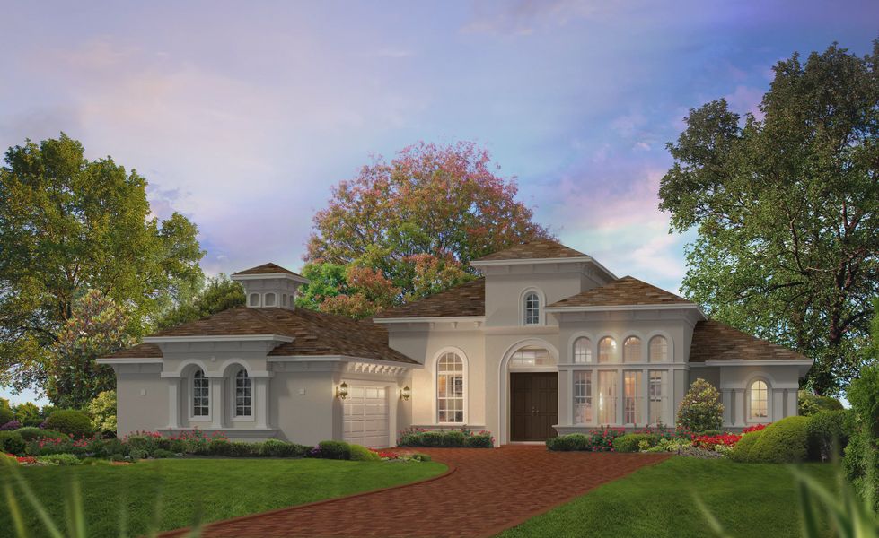 Representative exterior photo of a completed home built from the Egret II by ICI Homes in Plantation Bay, Ormond Beach, FL (Image 3). Representative exterior photo of a completed home built from the Egret II by ICI Homes in Plantation Bay, Ormond Beach, FL (Image 3).