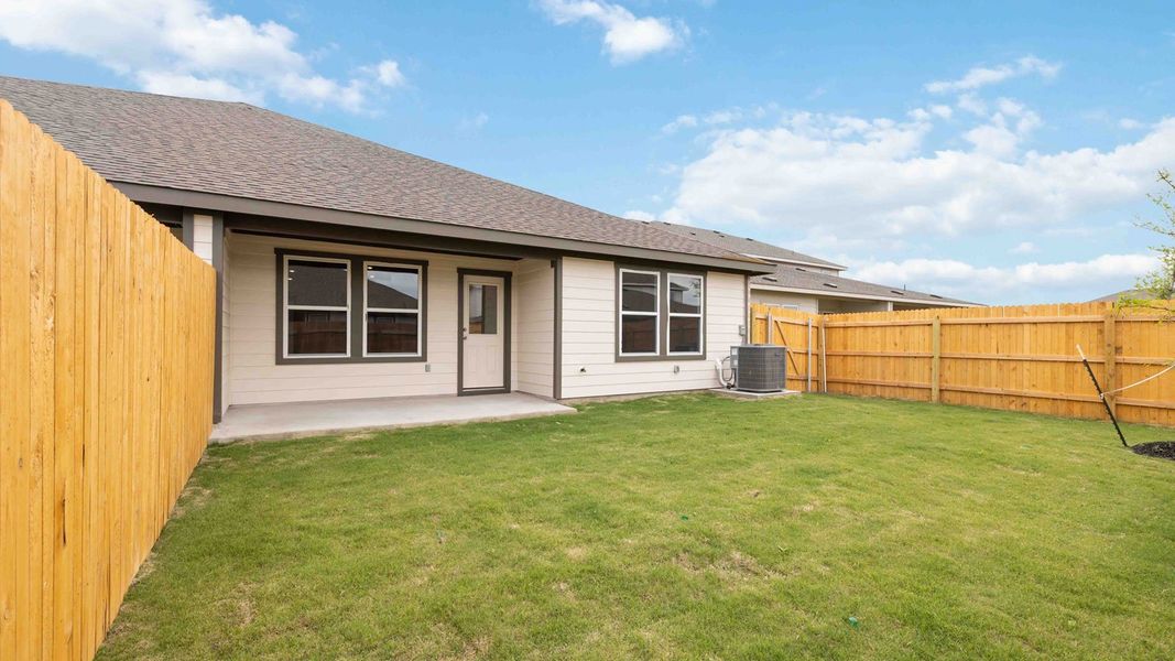 Exterior details and patio area of a home in Palomino, Manor (Image 17).