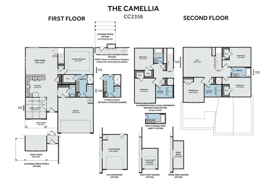 2D floor plan layout for the Camellia by Caviness & Cates Communities in Bartlett Manor, Youngsville, NC (Image 114).