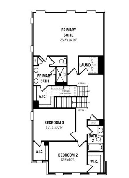 2D floor plan layout for the Caswell End by Mattamy Homes in The Townes at Wade Ardrey, Charlotte, NC (Image 4).