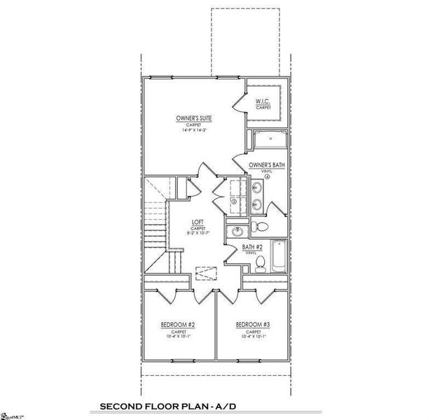 2D floor plan layout of this home in Meece Townhomes, Easley, SC (Image 6).