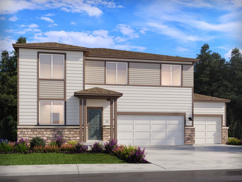 Representative exterior photo of a completed home built from the The Chatfield by Meritage Homes in Paint Brush Hills, Peyton, CO (Image 5).