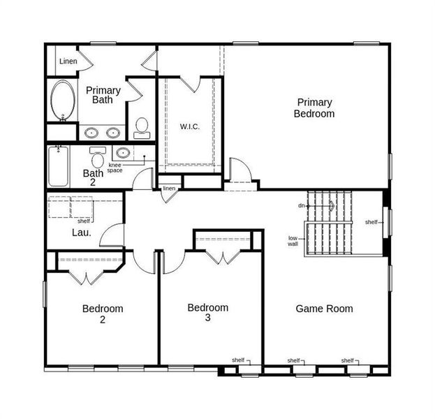 This floor plan features 3 bedrooms, 2 full baths, 1 half bath and over 2,300 square feet of living space.