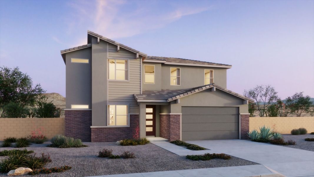 Representative exterior photo of a completed home built from the Slate by Mattamy Homes in Montelena, Marana, AZ (Image 2). Representative exterior photo of a completed home built from the Slate by Mattamy Homes in Montelena, Marana, AZ (Image 2).