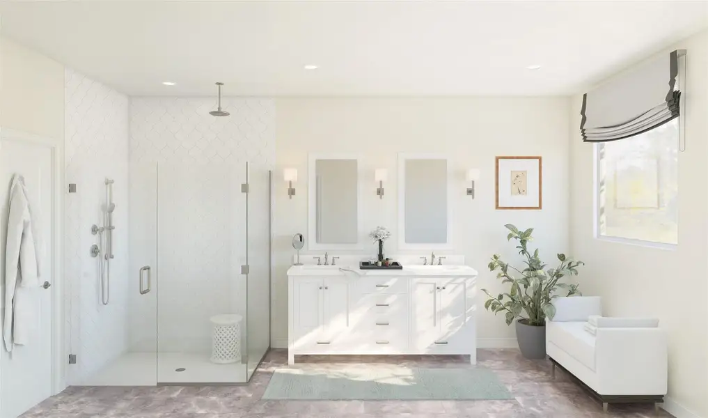 Relaxing primary bath (*Artist rendering used for illustration purposes only.)