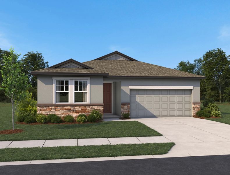 Representative exterior photo of a completed home built from the Monroe by Ashton Woods in Oakfield Trails Traditional, Parrish, FL (Image 4).