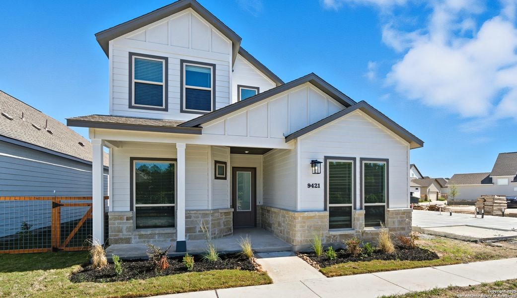 Exterior details and patio area of a home in The Crossvine – Garden Homes, Schertz (Image 19).
