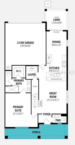 2D floor plan layout of this home in Rainwood, Groveland, FL (Image 3).
