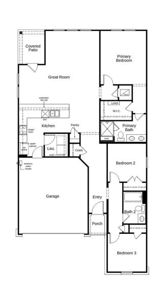 This floor plan features 3 bedrooms, 2 full baths, and over 1,400 square feet of living space. This floor plan features 3 bedrooms, 2 full baths, and over 1,400 square feet of living space.
