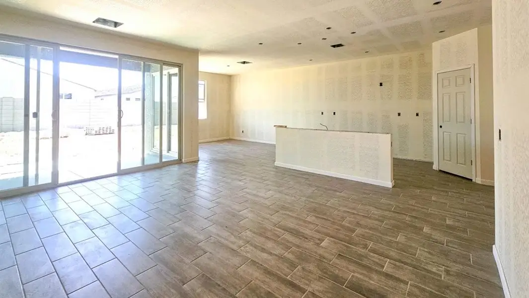 Great room, kitchen and dining Great room, kitchen and dining