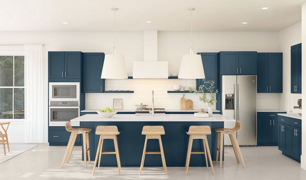 Kitchen with pendant lighting