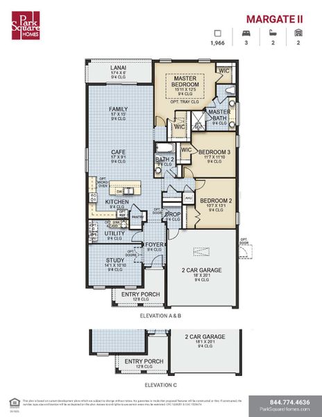 2D floor plan layout for the Margate II by Park Square Residential in Brighton, Venice, FL (Image 3).