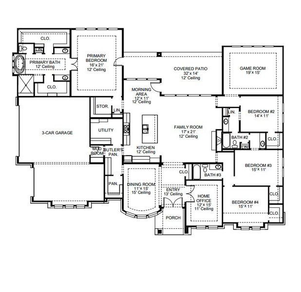 2D floor plan layout for the 3494S by Perry Homes in The Preserve At Elm Creek 1 Acre, New Braunfels, TX (Image 3). 2D floor plan layout for the 3494S by Perry Homes in The Preserve At Elm Creek 1 Acre, New Braunfels, TX (Image 3).