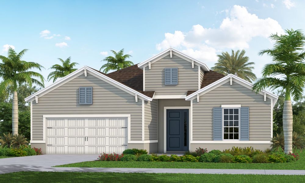 Representative exterior photo of a completed home built from the Endless Summer 3 by Neal Communities in Wildleaf at North River Ranch, Parrish, FL (Image 2). Representative exterior photo of a completed home built from the Endless Summer 3 by Neal Communities in Wildleaf at North River Ranch, Parrish, FL (Image 2).