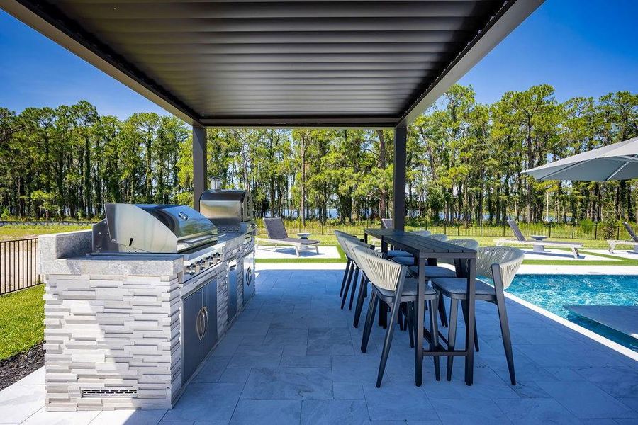 Exterior details and patio area of a home in Solace at Corner Lake, Orlando (Image 25).