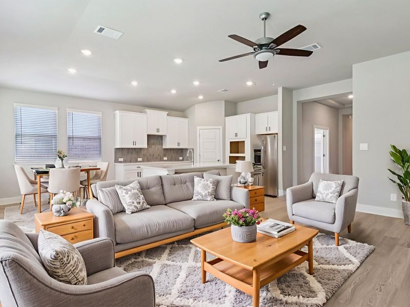 Furnished interior view inside a new home in Lantana - Classic Series, Marion (Image 2). Furnished interior view inside a new home in Lantana - Classic Series, Marion (Image 2).
