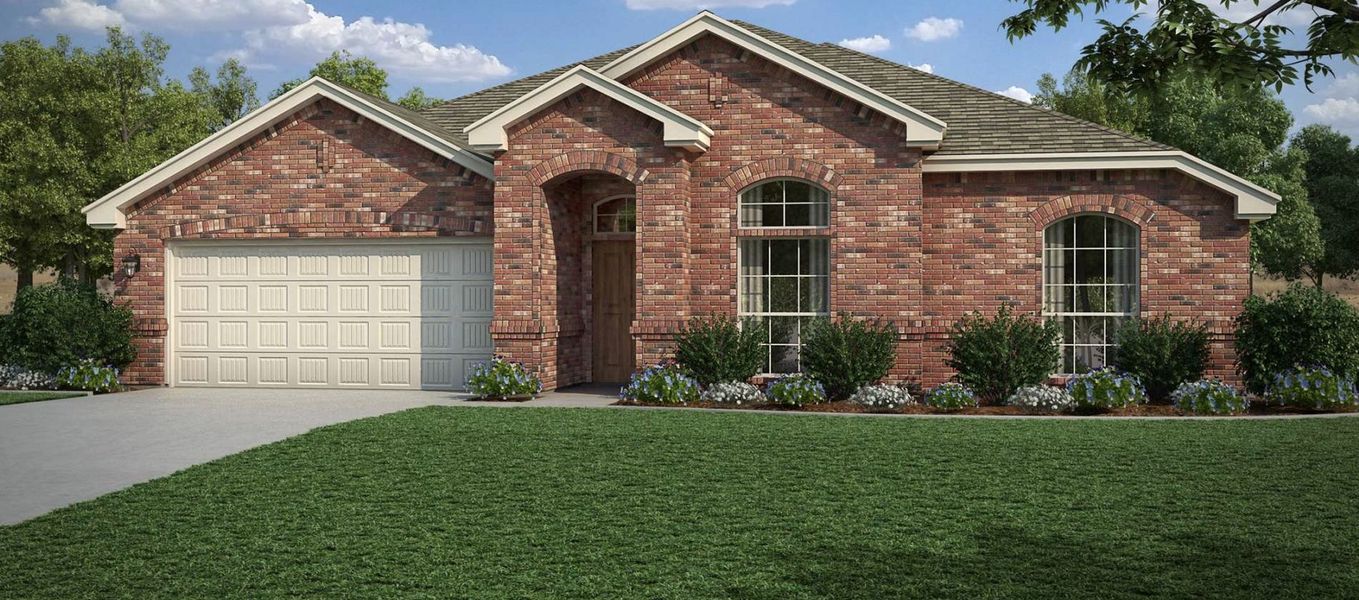 Representative exterior photo of a completed home built from the McKinley I by Cheldan Homes in Horizons at Bankston Estates, Venus, TX (Image 30).