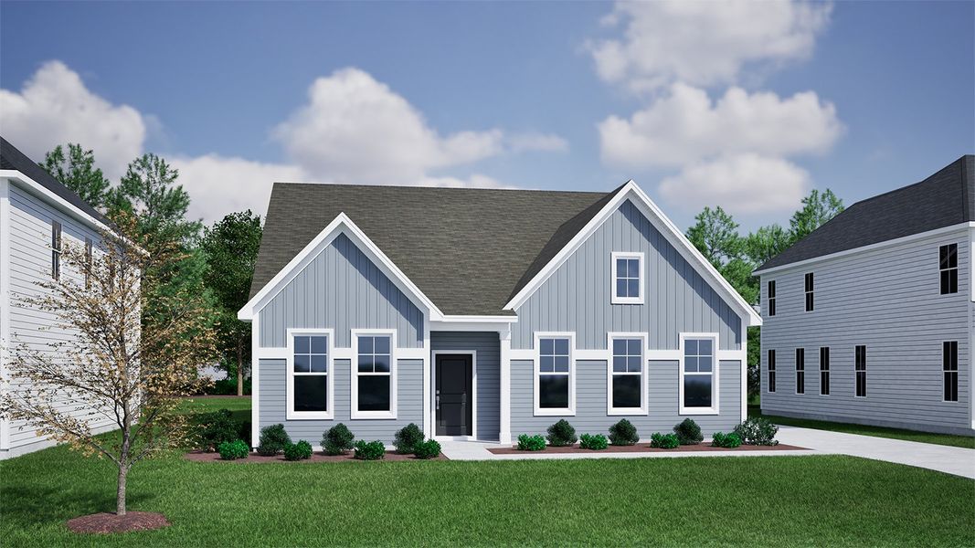 Representative exterior photo of a completed home built from the Hunter - Vanguard Collection by Mungo Homes in Ovation at Sweetbrier, Durham, NC (Image 9).