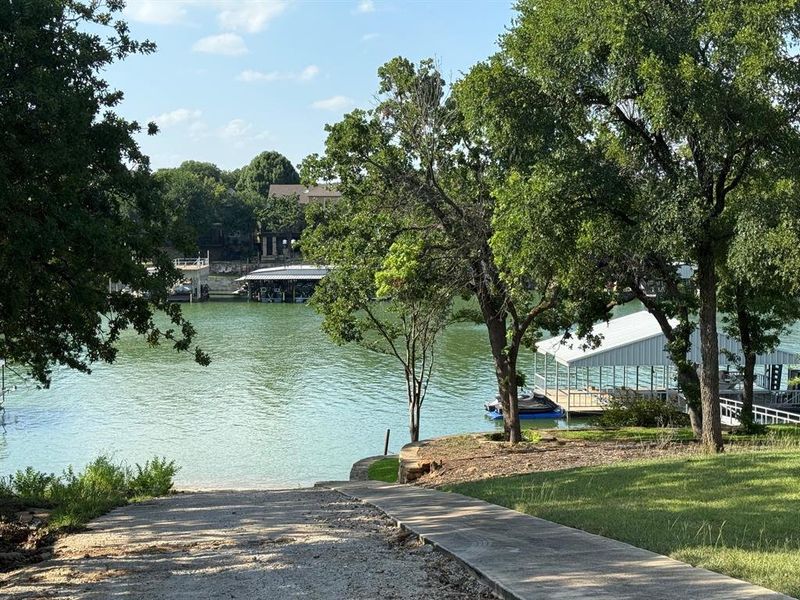 Concrete boat ramp providing direct access to the water Concrete boat ramp providing direct access to the water